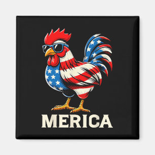 Merica Chicken Usa American Flag Happy 4th Of July Magnet