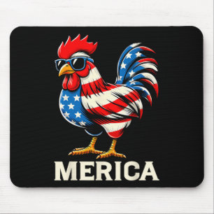 Merica Chicken Usa American Flag Happy 4th Of July Mouse Pad
