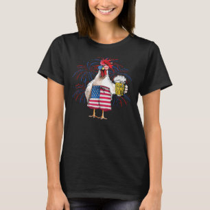 Merica  Chicken With Beer Usa Flag 4th Of July Cou T-Shirt