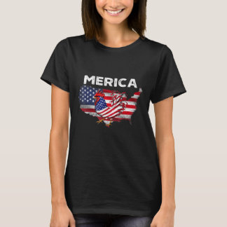 Merica Chicken With Beer Usa Flag 4th Of July T-Shirt