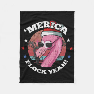 Merica Christmas In July Cool Flamingo Summer Trop Fleece Blanket