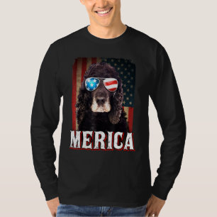 Merica Cocker Spaniel Dog American Flag 4th Of Jul T-Shirt