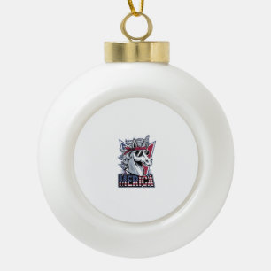 Merica Cool Unicorn Patriotic Vibes Tank Top Ceramic Ball Christmas Ornament