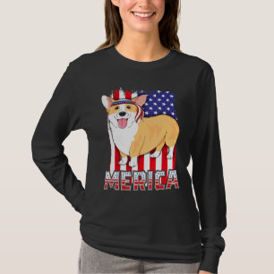 Merica Corgi 4th Of July Women Dog American Flag T-Shirt