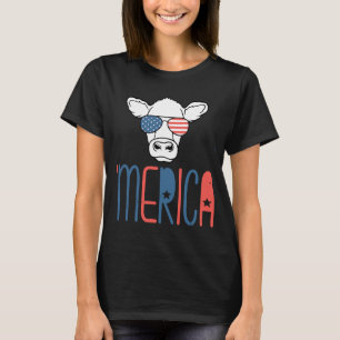 Merica Cow Independence Day 4th of July Idea T-Shirt