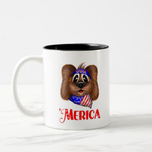 Merica Cute Dog Two-Tone Coffee Mug