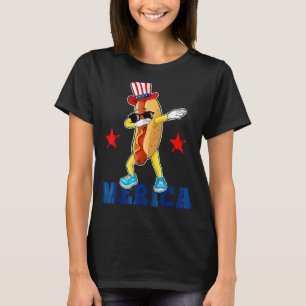 Merica  Dabbing Hot Dog 4th Of July Party Patrioti T-Shirt