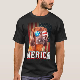 Merica Dachshund Dog American Flag 4th Of July T-Shirt