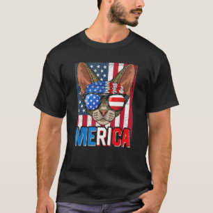Merica Devon Rex Cat 4th Of July American Flag 1 T-Shirt