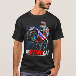 Merica Dinosaur Monster Truck 4th Of July American T-Shirt