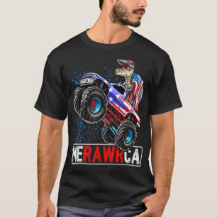 Merica Dinosaur Monster Truck 4th of July American T-Shirt