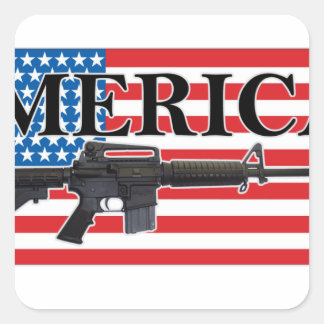 Merica Distressed Rifle Shirt h.png Square Sticker