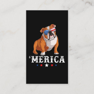Merica Dog 4th of July USA American Flag English B Business Card