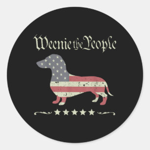 Merica Dog Dachshund Vintage Weenie The People Classic Round Sticker