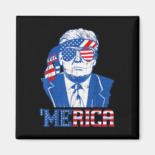 Merica Donald Trump - Funny Trump 4th Of July Amer Magnet