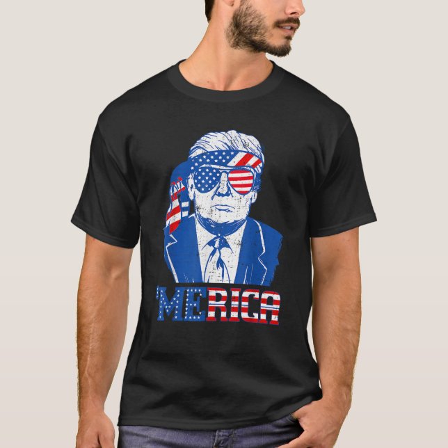  Merica Donald Trump Funny Trump 4th Of July Ameri T-Shirt (Front)