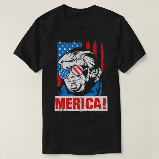 Merica Donald Trump USA Flag 2020 Election Republi T-Shirt (Design Front)