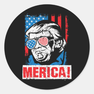 Merica Donald Trump Usa Flag Election Republican G Classic Round Sticker