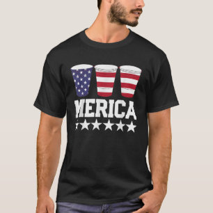 Merica Drinking Party 4th of July American Flag US T-Shirt