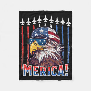 Merica Eagle 4th Of July Patriotic Freedom Eagle M Fleece Blanket