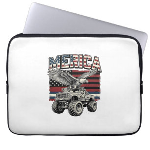 Merica Eagle Monster Truck Vintage Patriotic Laptop Sleeve