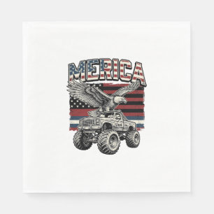Merica Eagle Monster Truck Vintage Patriotic Napkin