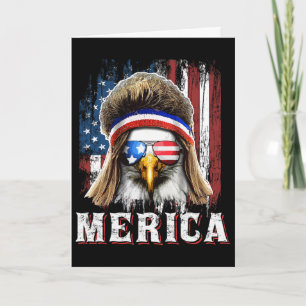 Merica Eagle Mullet 4th Of July American Flag Star Card