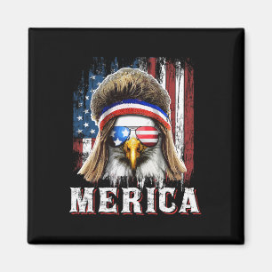 Merica Eagle Mullet 4th Of July American Flag Star Magnet