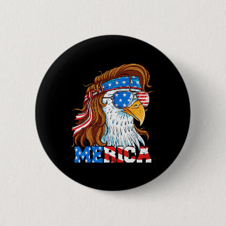 Merica Eagle Mullet 4th Of July American Flag Usa  6 Cm Round Badge