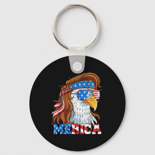 Merica Eagle Mullet 4th Of July American Flag Usa  Key Ring