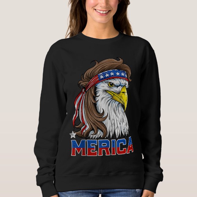 Merica Eagle Mullet 4th of July Men Women American Sweatshirt (Front)