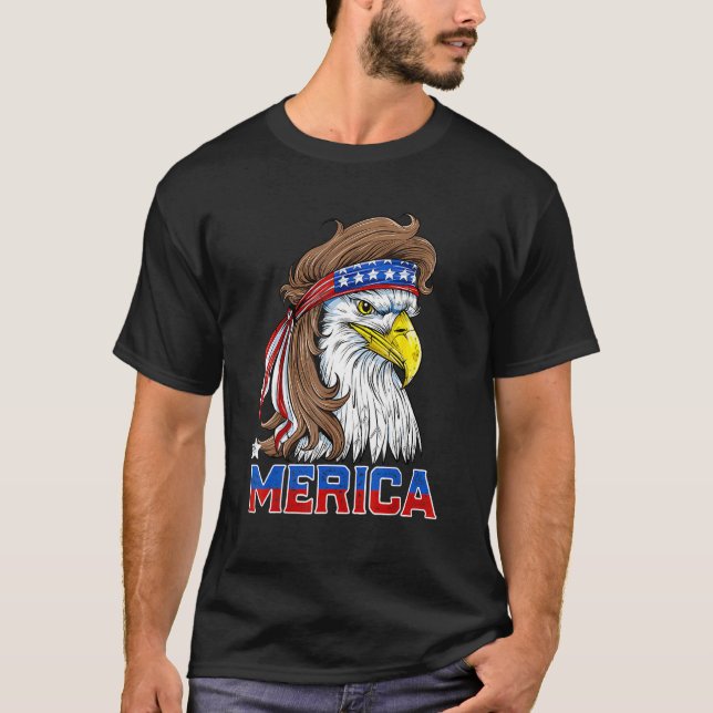 Merica Eagle Mullet 4th Of July Men Women American T-Shirt (Front)