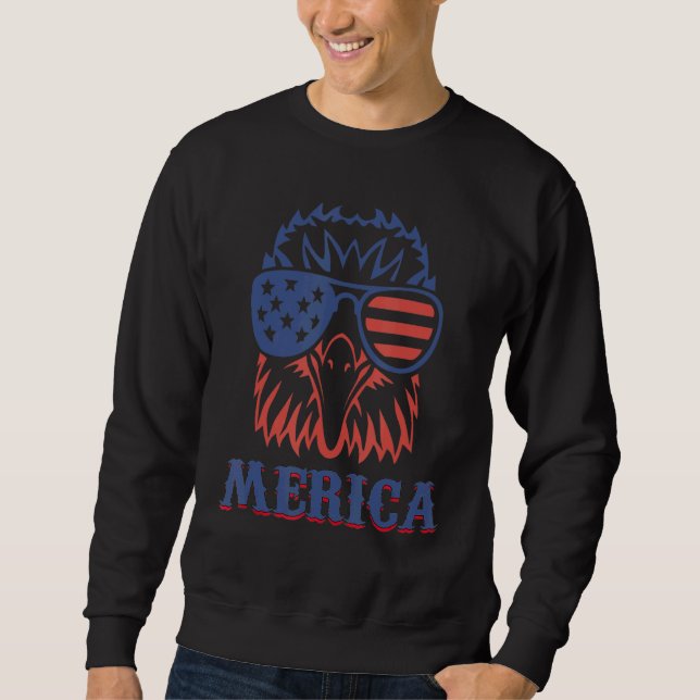 Merica Eagle Mullet 4th Of July Usa American Flag  Sweatshirt (Front)