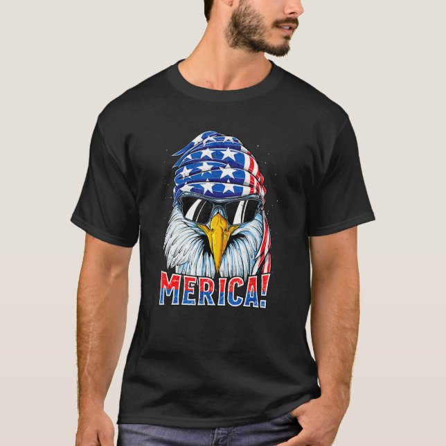 Merica Eagle Mullet American Flag Usa Veterans 4th T-Shirt (Front)