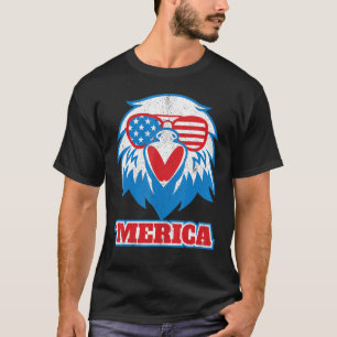 Merica Eagle Usa Flag Glasses 4th Of July Bird Lov T-Shirt
