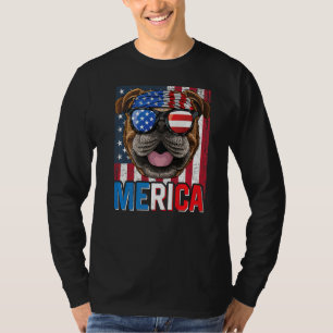 Merica English Bulldog Dog 4th Of July American F T-Shirt