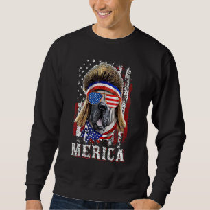 Merica English Mastiff Dog Mullet 4th Of July Men Sweatshirt