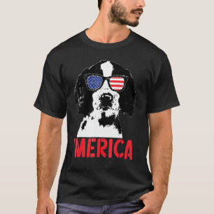 Merica Englisth Springer Spaniel American Flag 4th T-Shirt