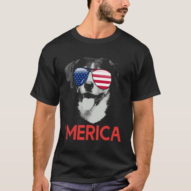 Merica Entlebucher American Flag 4th Of July T-Shirt (Front)