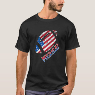 Merica Football 4th July American Flag Patriotic M T-Shirt