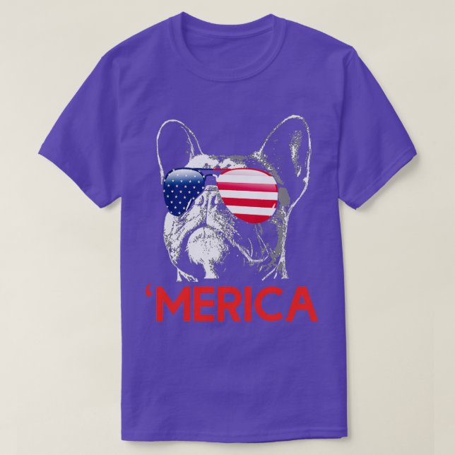 Merica French Bulldog American Flag  (2)  T-Shirt (Design Front)