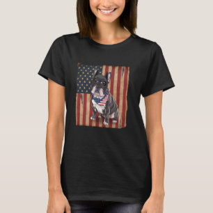 Merica French Bulldog Dog American Flag Dog Patrio T-Shirt