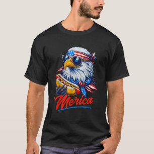 Merica Funny Bald Eagle Hotdog 4th of July Patriot T-Shirt
