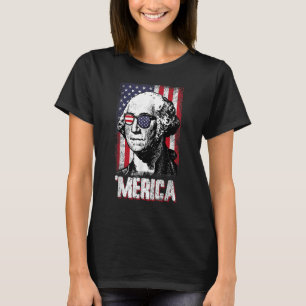 Merica George Washington 4th Of July American Flag T-Shirt