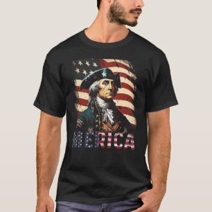 Merica George Washington American Flag 4th of July T-Shirt