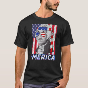 Merica George Washington July 4th America Flag Usa T-Shirt
