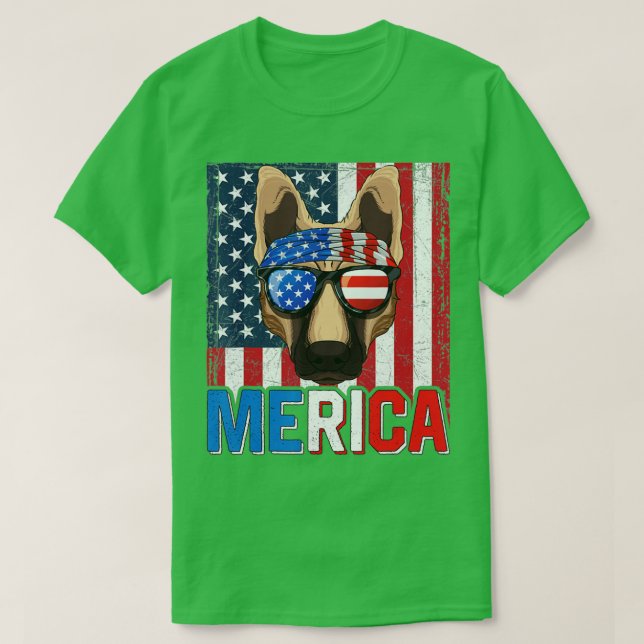 Merica German Shepher Dog 4th of July Gifts Americ T-Shirt (Design Front)