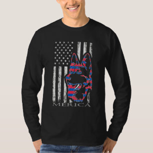 Merica German Shepherd Dog 4th Of July American Fl T-Shirt