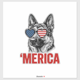 Merica German Shepherd Flag Sunglasses Shirt Desig