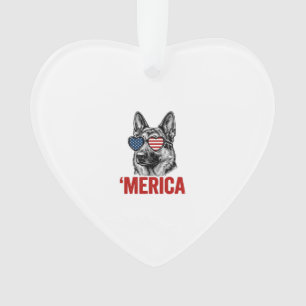 Merica German Shepherd Flag Sunglasses Shirt Desig Ornament